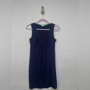 Boden Empire Waist Sleeveless V Neck Dress Navy Size 6